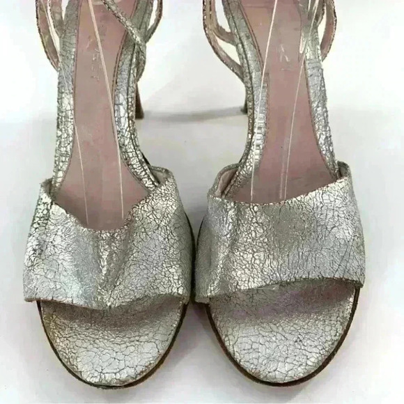 Nine West womens heels size 8 Magnar silver crackled leather holiday new years - Picture 3 of 15